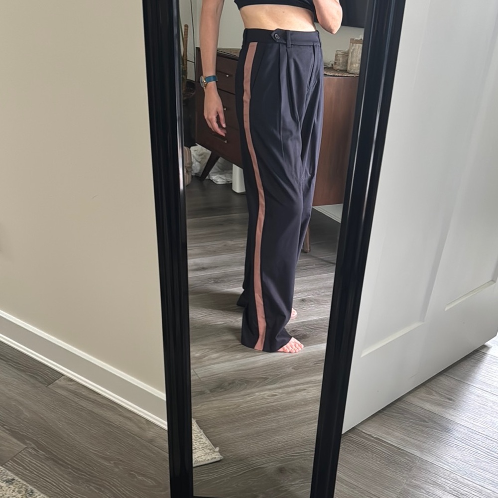 Black Pants with Pink Stripe